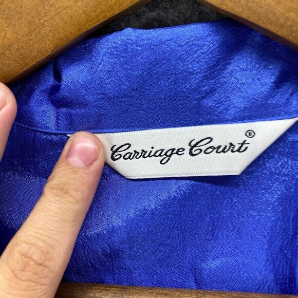 Carriage Court Shirt Women 16 Plus Blue Button Up Elastic Waist Collared Pockets - Picture 5 of 9